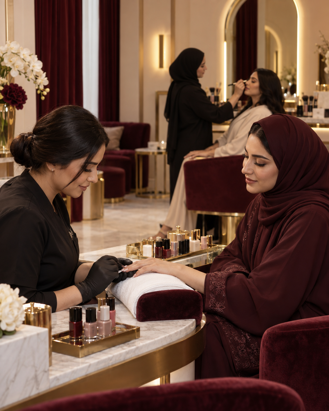 جلسة تجميل وعناية نسائية داخل صالون لفوتين